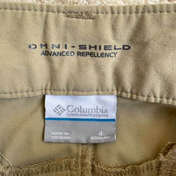 Columbia Omni-Shield Womens Sz 4 Tan Convertible Nylon Hiking Pants Lightweight - Picture 3 of 16